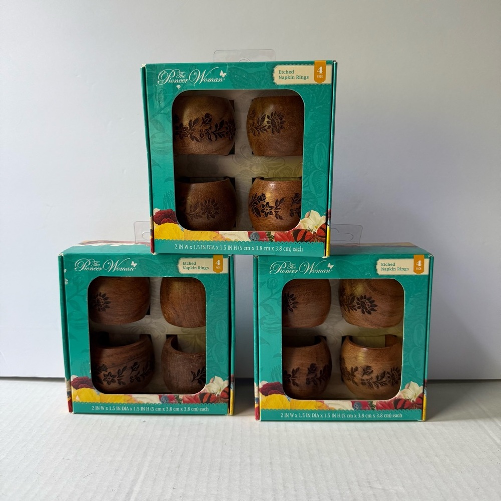 The Pioneer Woman Rustic Wooden Brown Napkins‎ Holders Set 4 Each New (3)